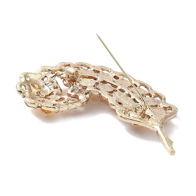 Leaf Alloy Pave Acrylic Rhinestone Brooch JEWB-C029-17B-1