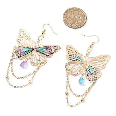Glass & Iron & Resin Dangle Earrings EJEW-TA00590-01-1