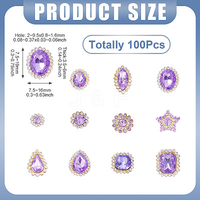 100Pcs Teardrop/Heart/Star Sew on Rhinestones FIND-TA0006-69C-1