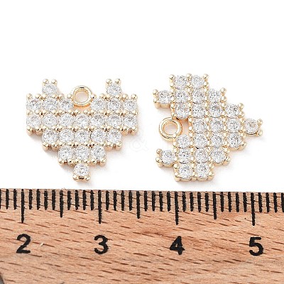 Brass Micro Pave Clear Cubic Zirconia Charms KK-F871-46G-1