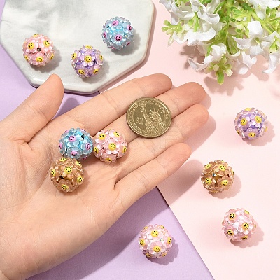 10Pcs 5 Colors Polymer Clay Rhinestone Beads with Resin RESI-YW0005-99-1