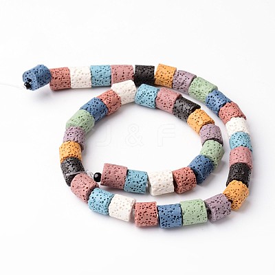 Column Dyed Natural Lava Rock Bead Strands G-L435-04-1