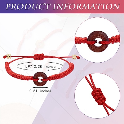 Synthetic Goldstone Donut Braided Bead Bracelet BJEW-SW00047-06-1