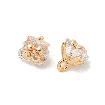 Brass Micro Pave Cubic Zirconia Charms KK-B166-06G-1