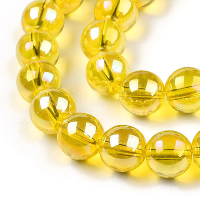 Electroplate Transparent Glass Beads Strands GLAA-T032-T10mm-AB11-1