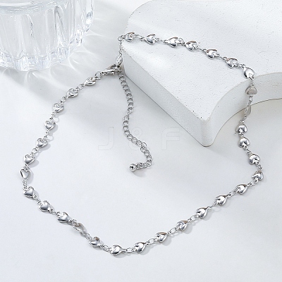 Simple Alloy Heart Link Chain Necklaces for Women NJEW-K384-05P-1