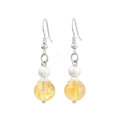 Brass Synthetic Citrine Dangle Earrings EJEW-JE06588-03-1