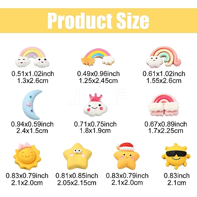 30Pcs 10 Styles Opaque Resin Cabochons CRES-YW0001-27-1