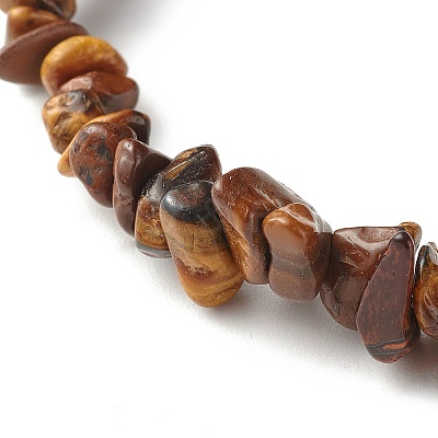 Natural Tiger Eye Chip Beads Stretch Bracelets for Children BJEW-JB06388-02-1