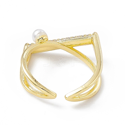 Rack Plating Eco-Friendly Brass Micro Pave Clear Cubic Zirconia Rings RJEW-B025-02G-1