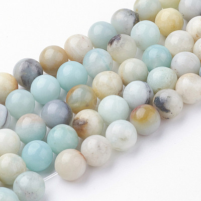 Natural Flower Amazonite Bead Strands G-G735-61-8mm-1