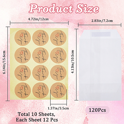 120Pcs Flat Translucent Glassine Waxed Paper Treat Bags Cookie Bags STIC-CP0001-11D-1