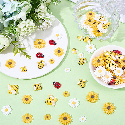 100Pcs 10 Styles Resin Cabochons FIND-SC0022-30-1
