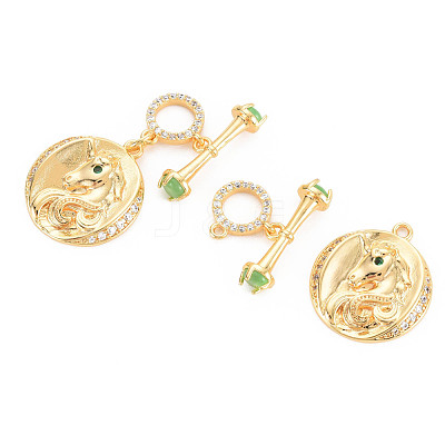 Rack Plating Brass Micro Pave Clear Cubic Zirconia Toggle Clasps KK-N233-183-1