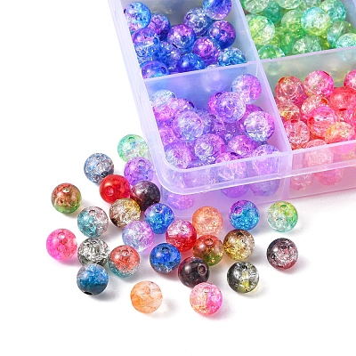 360Pcs 12 Style Transparent Crackle Acrylic Beads CACR-YW0001-03-1