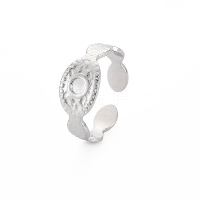 Tarnish Resistant 304 Stainless Steel Open Cuff Finger Ring Cabochon Settings STAS-S119-161P-1
