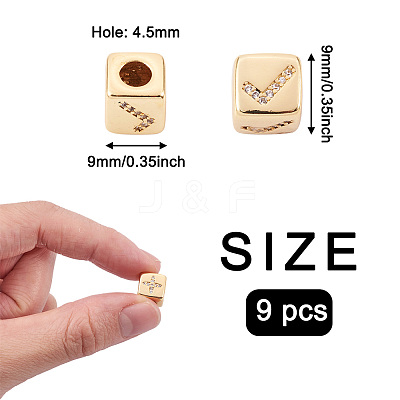 9Pcs 9 Style Brass Micro Pave Cubic Zirconia European Beads ZIRC-PJ0001-05-1