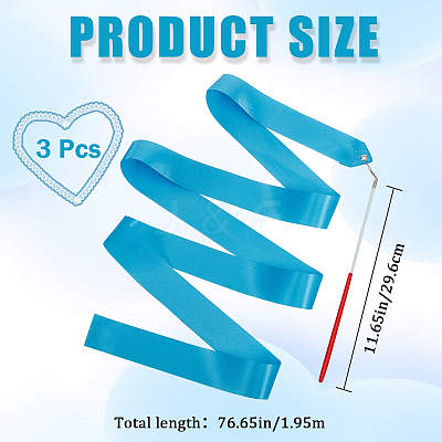 3Pcs Polycotton Dance Ribbons with Wand AJEW-CN0004-17-1