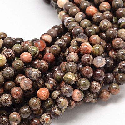 Natural Rainforest Agate Round Bead Strands G-P075-45-6mm-1