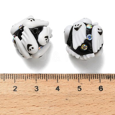 Halloween Theme Polymer Clay Rhinestone Beads with Resin RESI-Z045-02A-01-1