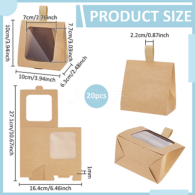 Cardboard Paper Cake Boxes with Plastic Visible Window and Handle CON-WH0117-04A-1