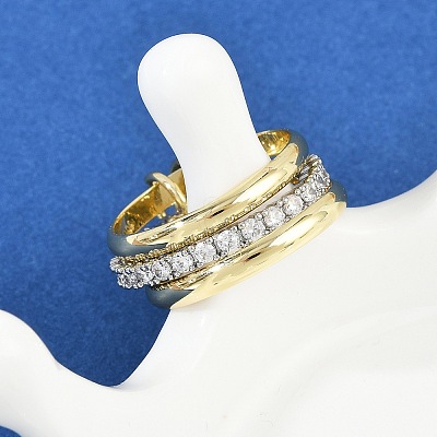 Brass Micro Pave Cubic Zirconia Finger Rings RJEW-D325-01PG-08-1