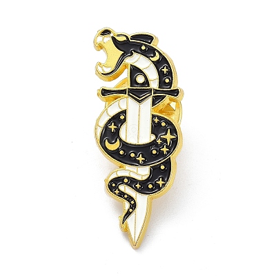 Snake and Dagger Alloy Enamel Brooches ENAM-C001-01G-1