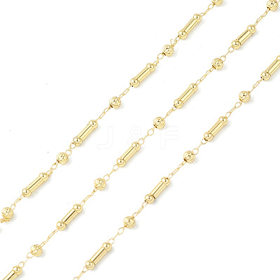Brass Column & Round Beaded Link Chains CHC-P016-14G-01-1