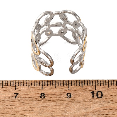 304 Stainless Steel Double Color Cuff Rings RJEW-S635-01GP-K-1