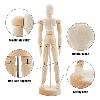 3 Styles Unfinished Blank Wooden Puppet DIY-FH0006-97-1