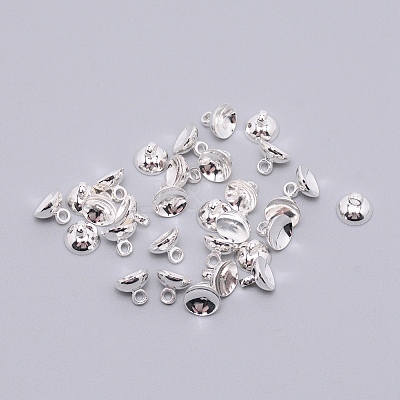 Brass Bead Cap Pendant Bails KK-TAC0006-01S-1