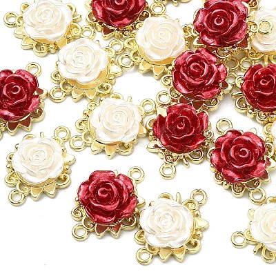 20Pcs 2 Colors Alloy & Plastic Rose Flower Connector Charms FIND-YW0008-32-1