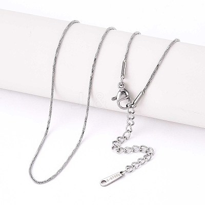 1MM 304 Stainless Steel Snake Chain Necklaces NJEW-N058-05P-1