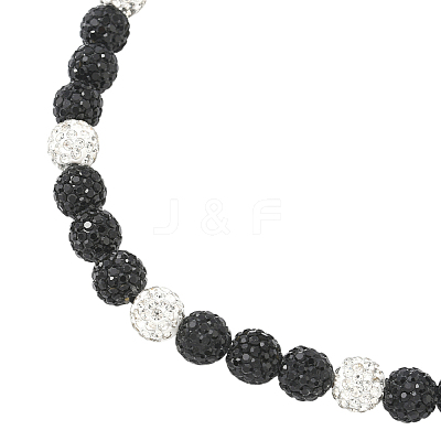 1Pc Polymer Clay Rhinestone Round Beaded Stretch Necklaces NJEW-SP0001-14H-1