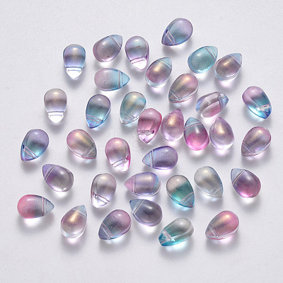 Transparent Spray Painted Glass Charms X-GLAA-R211-03-E02-1