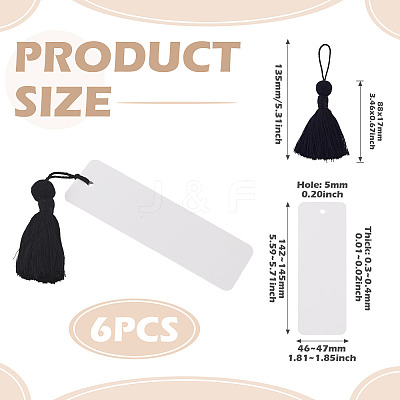 6Pcs Blank Kraft Paper Bookmark AJEW-TADJ0001-31F-1