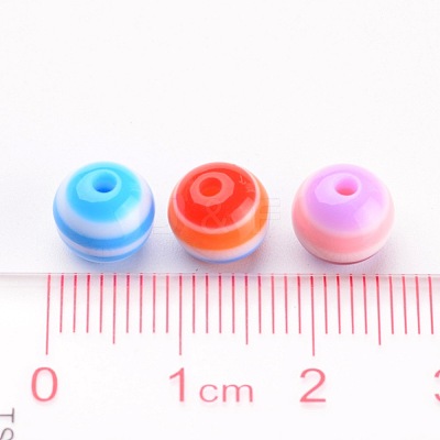 Round Resin Stripe Beads X-RB062-1