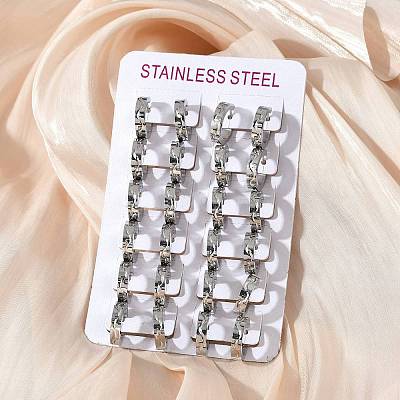 304 Stainless Steel Polishing Effect Hoop Earrings EJEW-M001-32P-1