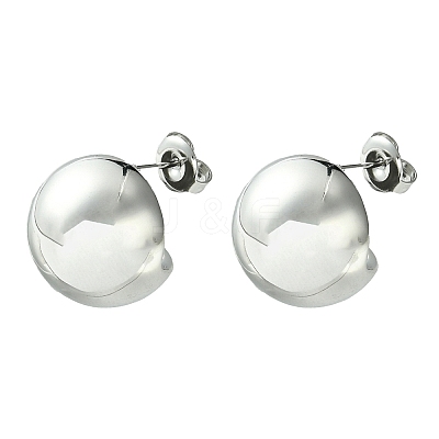 Non-Tarnish 304 Stainless Steel Round Stud Earrings EJEW-Z038-10P-1