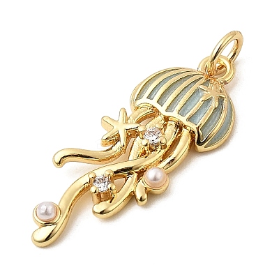 Brass Enamel Pendants KK-CJC0013-16G-05-1