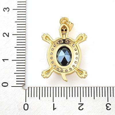 Tortoise Rack Plating Brass Micro Pave Cubic Zirconia Charms KK-G513-78A-01G-1