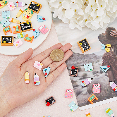 48Pcs 12 Styles Teachers' Day Opaque Resin Cabochons CRES-HY0001-03-1