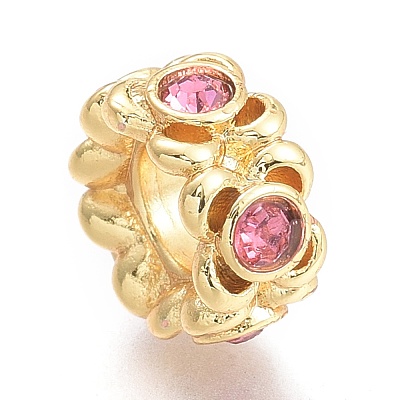 Brass Micro Pave Cubic Zirconia Beads KK-P187-28-G-1