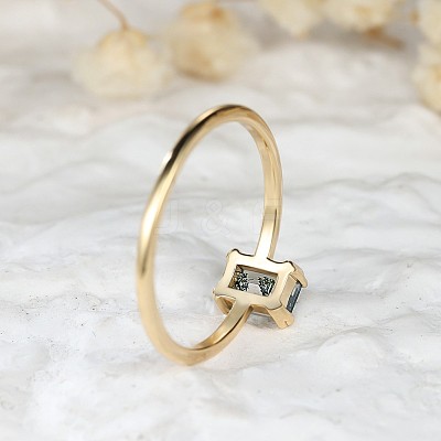 Brass and Moss Agate Finger Rings for Women FS-WGD1EDF-01-1