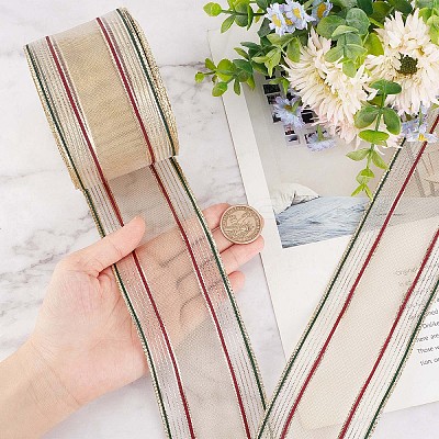 Polyester Stripe Pattern Ribbons OCOR-WH0060-43-1