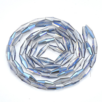 Electroplated Glass Beads Strands EGLA-S174-06F-1