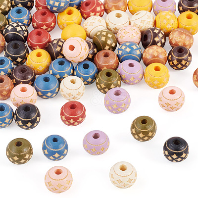 60Pcs Wood Beads WOOD-TA0002-79C-1