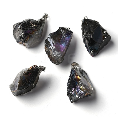 Rough Raw Electroplate Natural Crystal Quartz Pendants G-S282-15D-1