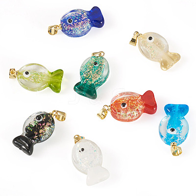 8Pcs Handmade Dichroic Foil Lampwork Pendants DICH-TA0001-01-1