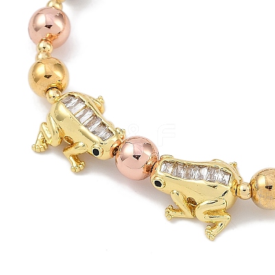 Rack Plating Brass Micro Pave Cubic Zirconia Beaded Bracelets BJEW-P341-02G-1